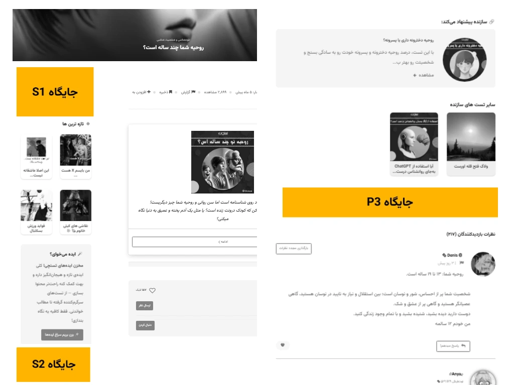 جایگاه های مطالب