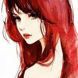 عکس دختر انیمه ای با موهای قرمز