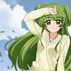 عکس دختر انیمه ای با موهای سبز