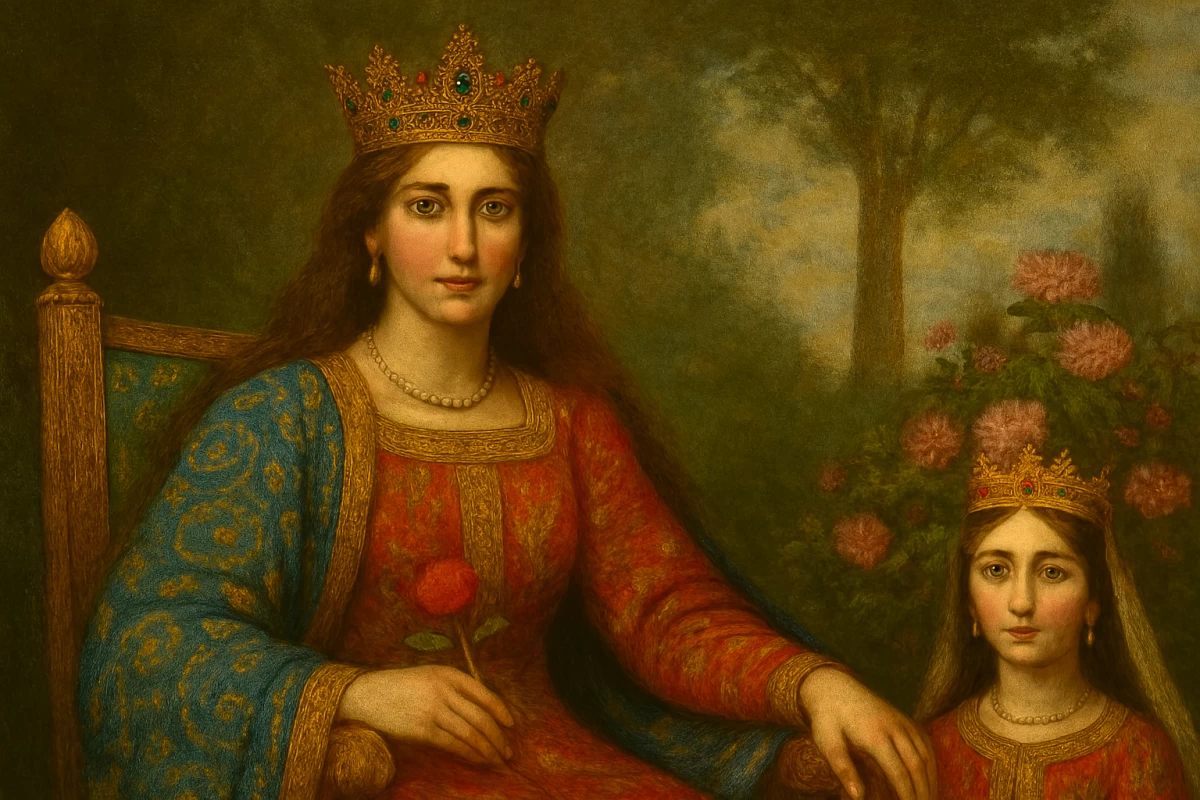 عکس مریم ملکه‌ی رومی در دربار خسرو پرویز